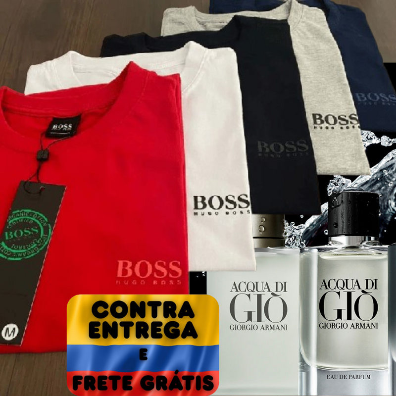 COMPRA 3 Y LLEVA 5 CAMISETAS HUGO BOSS + PERFUME AQUA DI GIO REGALO